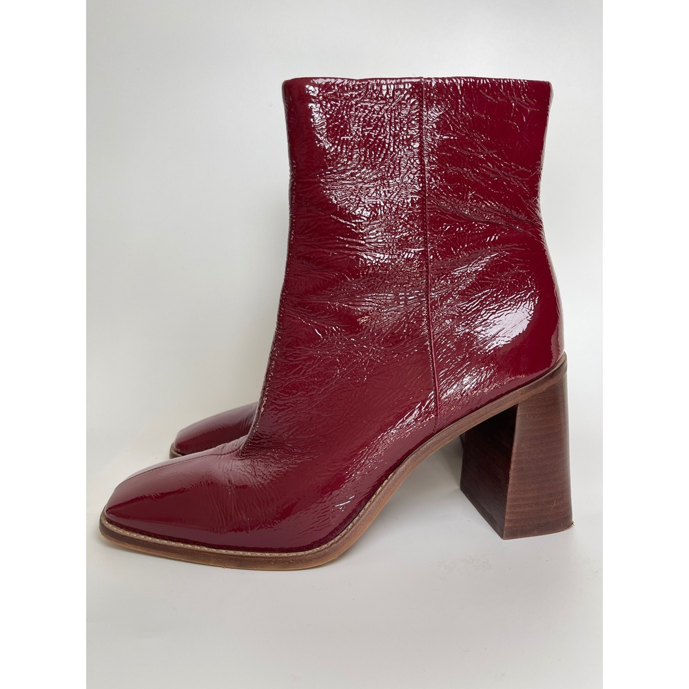 Vince Camuto Mahogany Red Eshera Leather Square Toe Block Heel Boots 9.5M